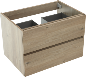Storke Edge zwevende wastafelonderkast 75 x 52 cm ruwe eik 2 lades