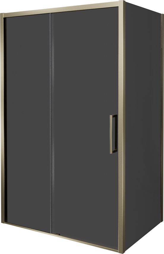 Balmani Senses Design douchehoek met linkse schuifdeur en vaste zijwand, 160 x 90 cm, Rookglas, Brushed Champagne Gold profielen