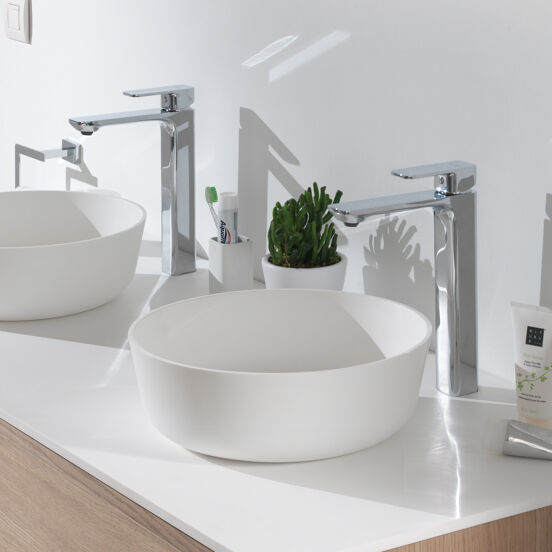 Balmani Zone vasque à poser mat Solid Surface rond Ø 35 cm