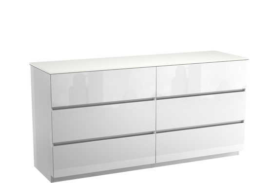 Storke Edge meuble salle de bains à poser 170 x 52 cm blanc brillant avec Tavola tablette simple ou double en solid surface blanc mat
