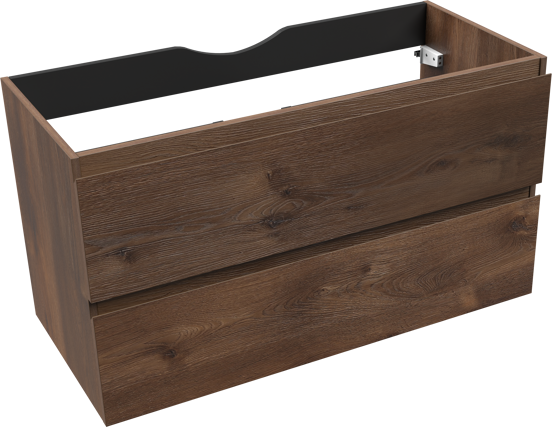 Linie Lado zwevende wastafelonderkast 100 x 46 cm bruine eik 2 lades