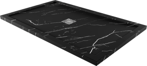 Linie Lido receveur de douche 140 x 90 cm marbre composite aspect marbre noir structure en ardoise