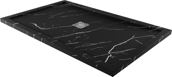 Linie Lido receveur de douche 140 x 90 cm marbre composite aspect marbre noir texture ardoise
