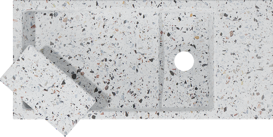 Balmani Mood Handwaschbecken: 45 x 20 cm, Bianco Nero Terrazzo