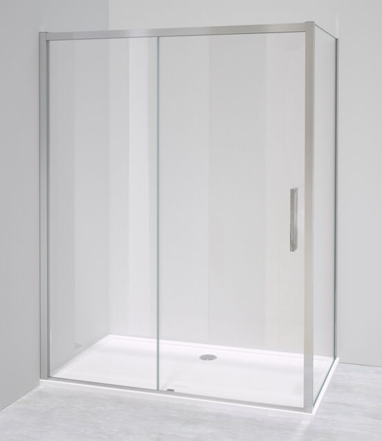 Luca Varess Senses Eckdusche: Schiebetür, fixierte Seitenwand, 90 x 160 cm, Klarglas, Chrom Profil, glänzend