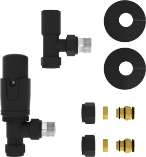 Vipera Torci set de robinet thermostatique connexion coudée à 90° noir mat