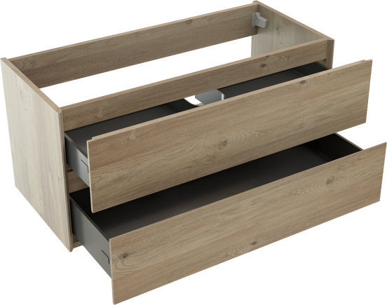 Storke Edge zwevende wastafelonderkast 100 x 46 cm ruwe eik 2 lades