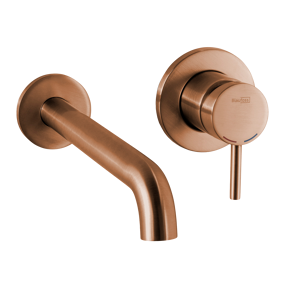 Blaufoss Round robinet mural lavabo Brushed Rosegold incl élément intégré