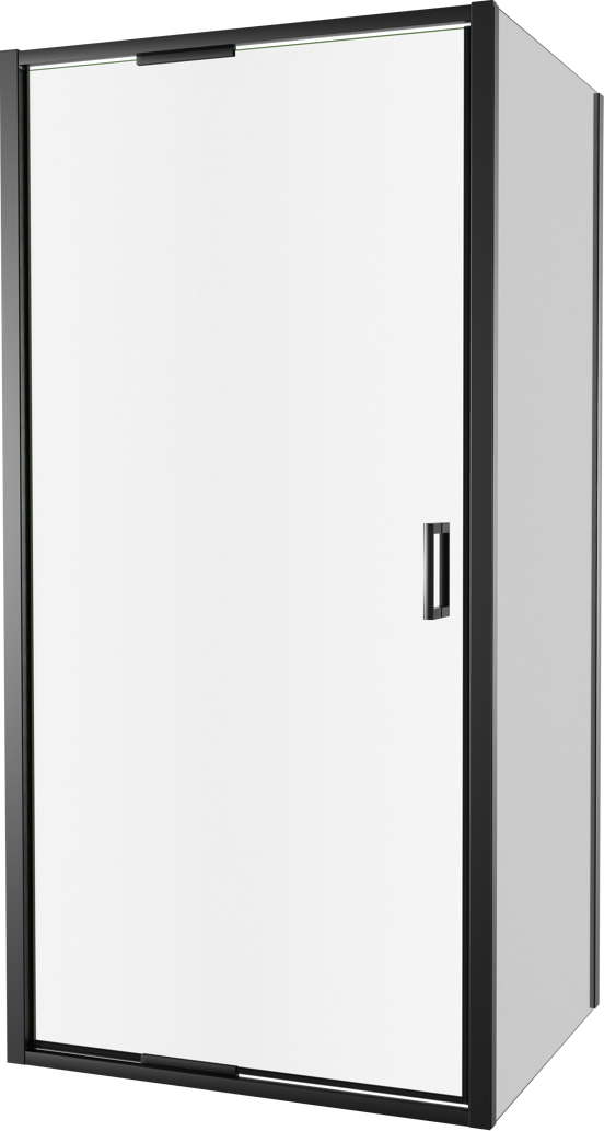 Luca Varess Vidor In Eckdusche: Drehtür und fixierte, Seitenwand, 100 x 80 cm, Klarglas, mattschwarzes Profil