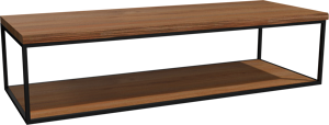 Balmani Life Edge Einzel- oder Doppelwaschtischplatte, Teak massiv, Rahmen schwarz, 135 x 50 cm