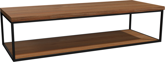 Balmani Life Edge Einzel- oder Doppelwaschtischplatte, Teak massiv, Rahmen schwarz, 135 x 50 cm