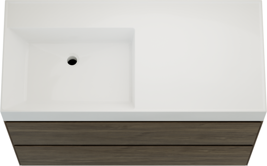 Balmani Mitra Compact meuble salle de bains suspendu 80 x 46 cm Noyer américain avec Argila vasque asymétrique droite en marbre composite blanc brillant