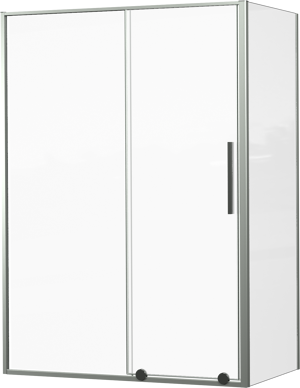 Luca Varess Morano paroi d'angle avec porte coulissante et paroi latérale fixe 140 x 80 cm verre transparent profil chrome brillant