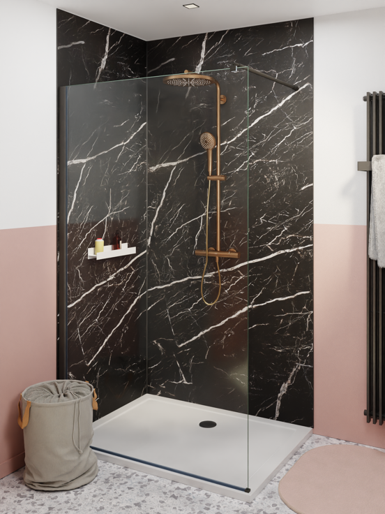 Luca Varess Artdeco revêtement mural de douche 120 x 244 cm alu-composite aspect marbre noir