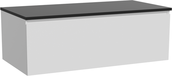 Storke Edge hängendes Möbelstück Set: 105 x 52 cm, Weiß matt, mit Panton Einzel Waschtischplatte, Pulverbeschichtetes MDF Schwarz matt