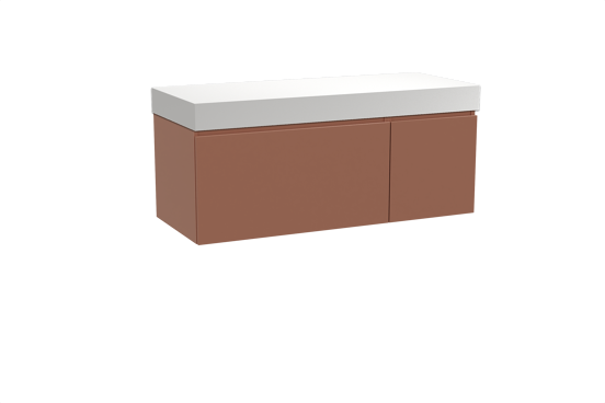 Balmani Sfera meuble salle de bains suspendu 135 x 55 cm cotto avec Dominus tablette simple ou double en solid surface blanc mat