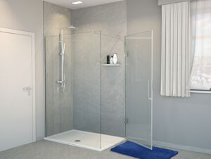 Balmani Modular inloopdouche met deur 150 x 200 cm helder glas glanzend chroom profiel