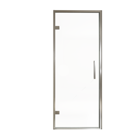 Balmani Senses Design porte pivotante à gauche 90 cm x 210 cm verre transparent, Profil chrome