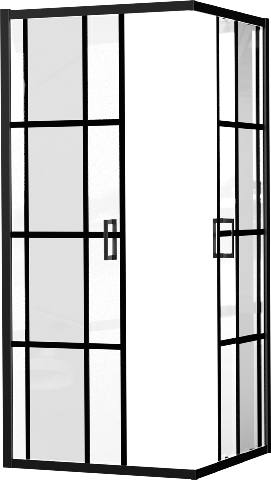 Luca Varess Vidor douchehoek met hoekinstap met 2 schuifdeuren 90 x 90 cm Square glas mat zwart profiel