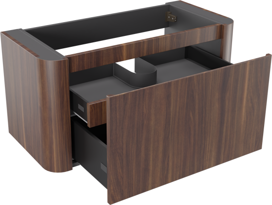 Storke Soft zwevende wastafelonderkast 100 x 46 cm Notenhout 2 lades