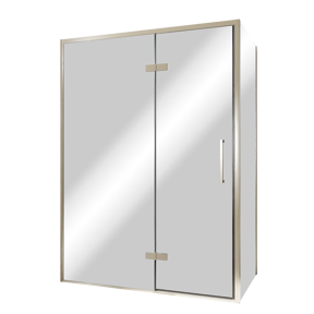Balmani Senses Design douchehoek met linkse draaideur en vaste zijwand, 140 x 100 cm, Reflex spiegelglas, Brushed CoolMetal profielen