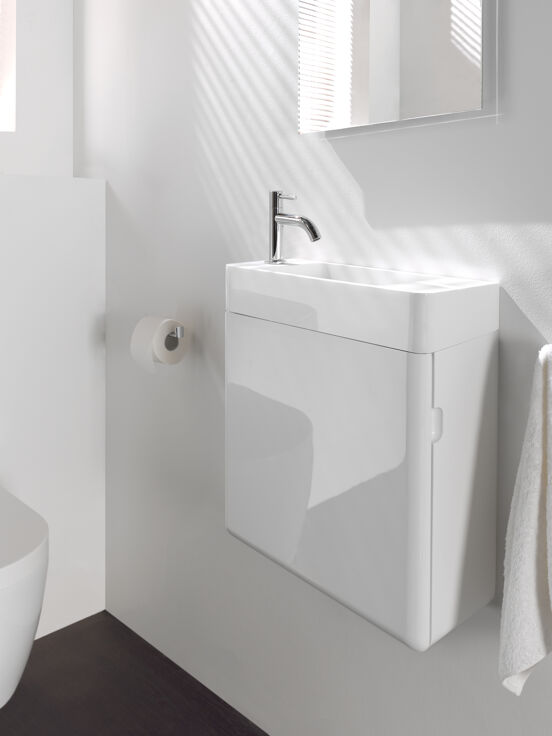 Storke Curvado meuble lave-mains suspendu 45 x 18 cm blanc brillant