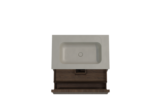 Balmani Forma meuble salle de bains suspendu 90 x 55 cm chêne fumé avec Tablo Strada plan simple en marbre composite soie grise, Nervure droite symétrique verticale