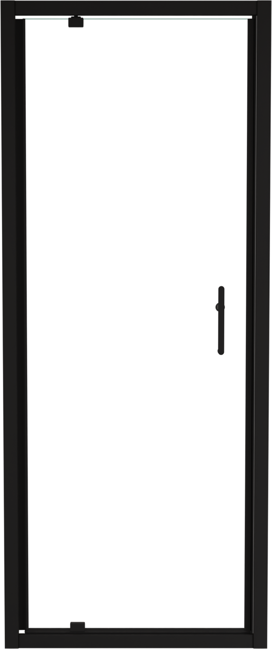 Linie Cadiz porte pivotante 80 cm x 190 cm verre transparent profil noir mat