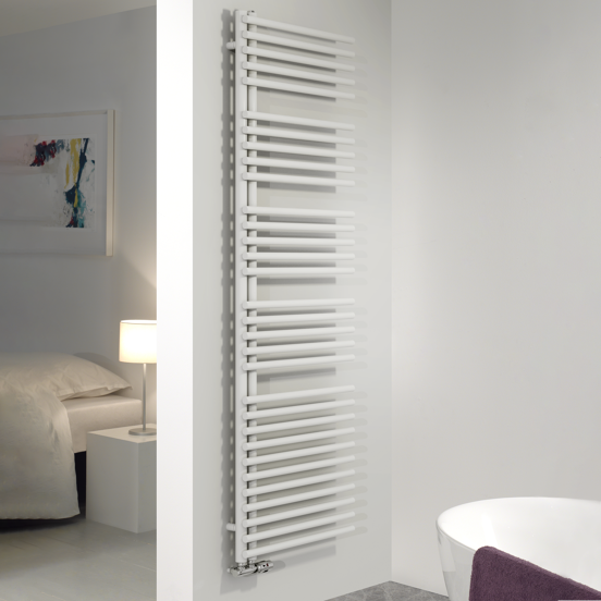Vipera Nevada einzel Handtuchheizkörper 60 x 180 cm elektrische Heizung weiß glänzend Seitenanschluss 970W, inkl. Widerstand, nicht für Deutschland geeignet
