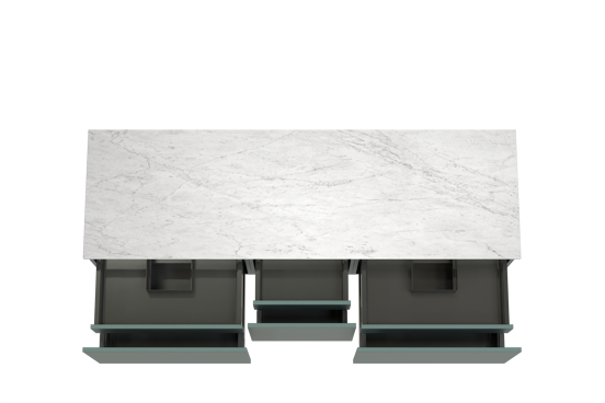 Balmani Sfera meuble salle de bains suspendu 180 x 55 cm forest avec Stretto tablette simple ou double en marbre carrare