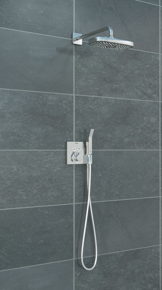 Hansgrohe Showerselect colonne de douche encastrée robinet thermostatique avec douche de tête rectangulaire 30 x 16 cm chrome brillant