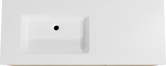 Storke Edge meuble salle de bains suspendu 130 x 52 cm chêne brut avec Mata High vasque asymétrique gauche en solid surface blanc mat