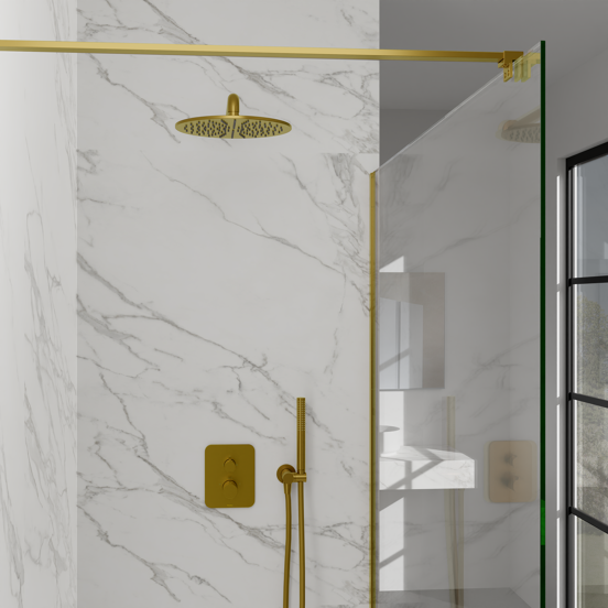 Blaufoss Smartbox Softline inbouw regendoucheset thermostatische kraan brushed gold