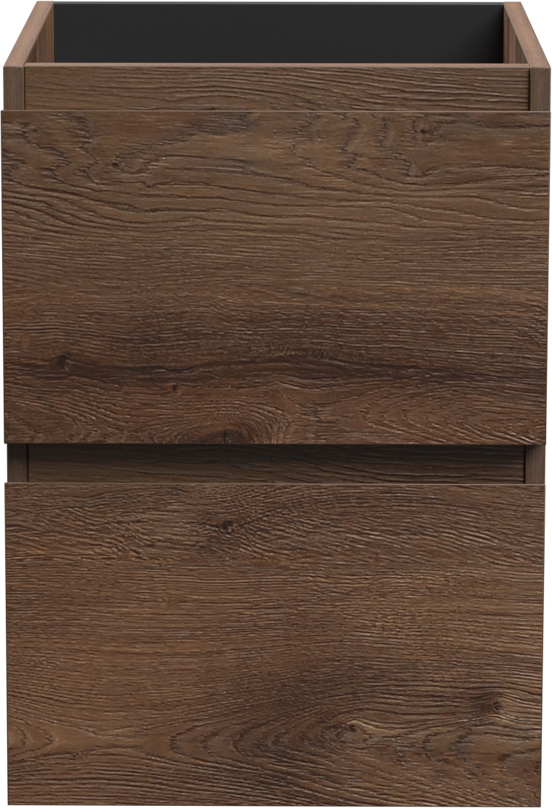 Linie Lado zwevende wastafelonderkast 40 x 46 cm bruine eik 2 lades