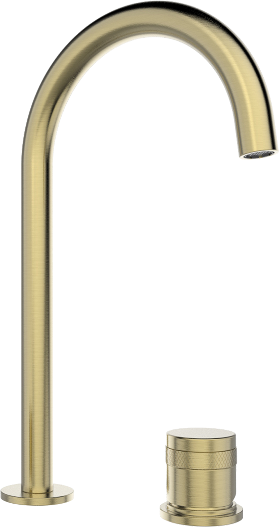 Blaufoss Pavilion Curve verhoogde 2-gats wastafelkraan Brushed Gold