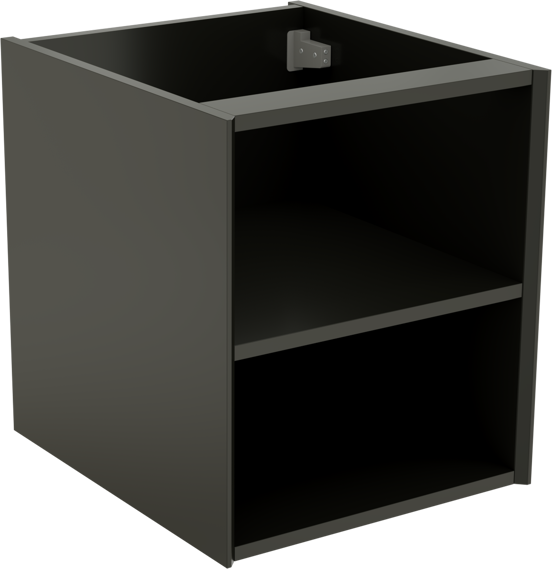 Storke Edge hängender Waschbeckenunterschrank: 45 x 52 cm, Schwarz matt, mit 2 offenen Nischen