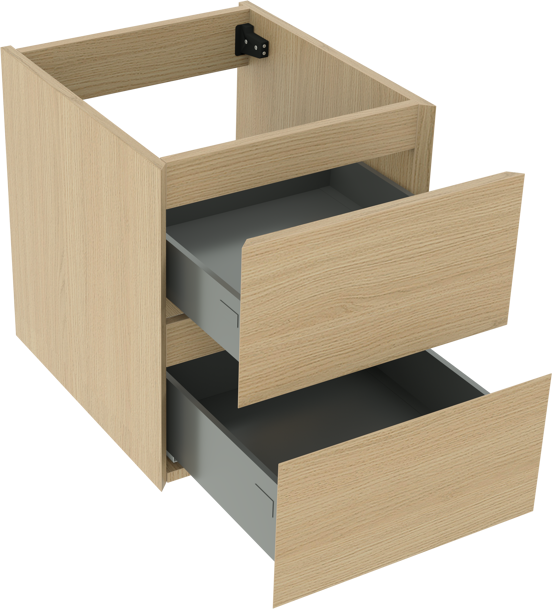 Facet natural oak basin cab. 2 drawers 45cm