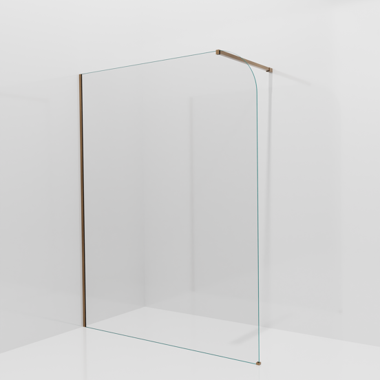 Balmani Modular inloopdouche: 160 x 200 cm, Helder glas afgerond met coating, Brushed Rosegold profielen