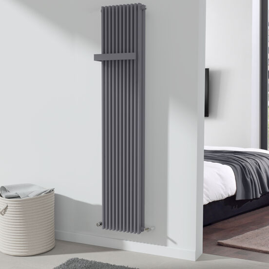 Vipera Corrason radiateur de salle de bains double 40 x 180 cm chauffage central gris anthracite raccordements latéral et central possibles 2.238W