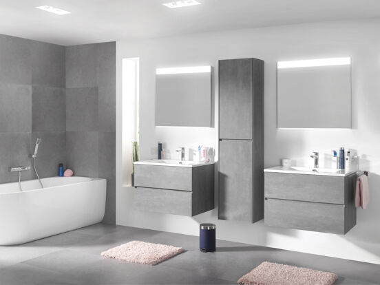 Storke Edge meuble sous-vasque suspendu 75 x 52 cm béton gris foncé 2 tiroirs