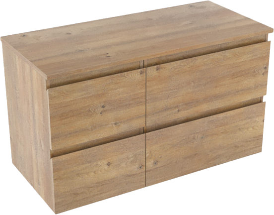 Linie Lado zwevend badmeubel 100 x 46 cm naturel eiken met Lado enkel of dubbel wastafelblad in melamine naturel eiken