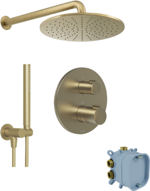 Blaufoss Smartbox Round colonne de douche de pluie encastré robinet thermostatique Brushed Champagne Gold