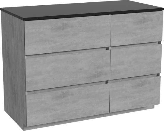 Storke Edge staand badkamermeubel 110 x 52 cm beton donkergrijs met Panton enkel tablet in gepoedercoate mdf mat zwart