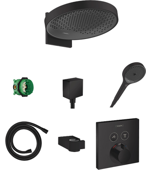 Hansgrohe Showerselect  thermostatische kraan Inbouw regendoucheset met regendouchekop  mat zwart