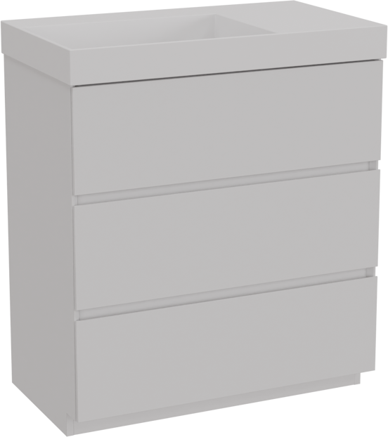 Storke Edge staand badkamermeubel 80 x 46 cm mat wit met Jura asymmetrisch linkse wastafel in solid surface mat wit