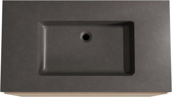 Storke Edge meuble salle de bains à poser 95 x 52 cm chêne brut avec Scuro High plan simple en quartz noir mat