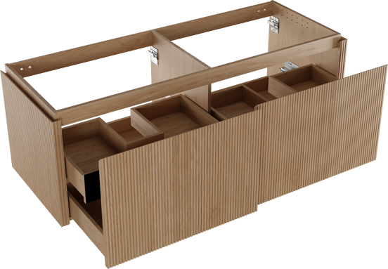 Balmani Eclips meuble sous-lavabo suspendu 150 x 55 cm Chêne naturelle 4 tiroirs Nervure sym. vert.