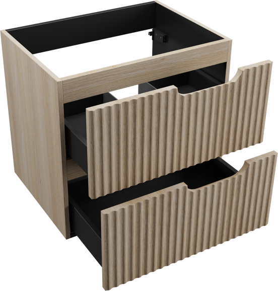 Linie Ribbo zwevende wastafelonderkast 60 x 46 cm licht eiken 2 lades