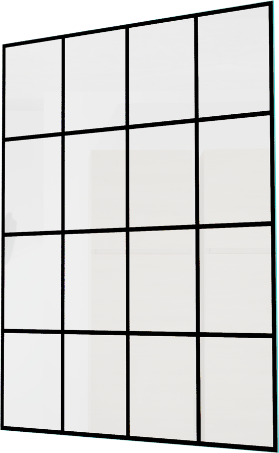 Balmani Modular inloopdouche 160 x 200 cm grid glas mat zwart profiel