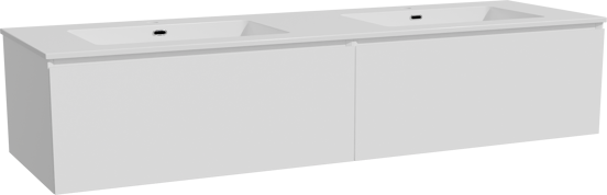 Storke Edge meuble salle de bains suspendu 170 x 52 cm blanc mat avec Diva double vasque en marbre composite blanc brillant